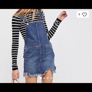 Free People Size 4 Denim Overall Dress